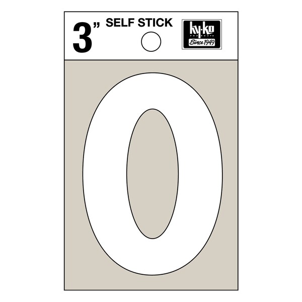 Hy-Ko 3In White Vinyl Number 0, 10PK A30510 - main